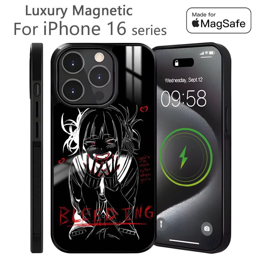 H-Himiko Toga Hero A-Academia Phone Case For iPhone 16 15 14 13 12 11 Pro Max Plus Mini Magnetic Magsafe Wireless Charging Cover