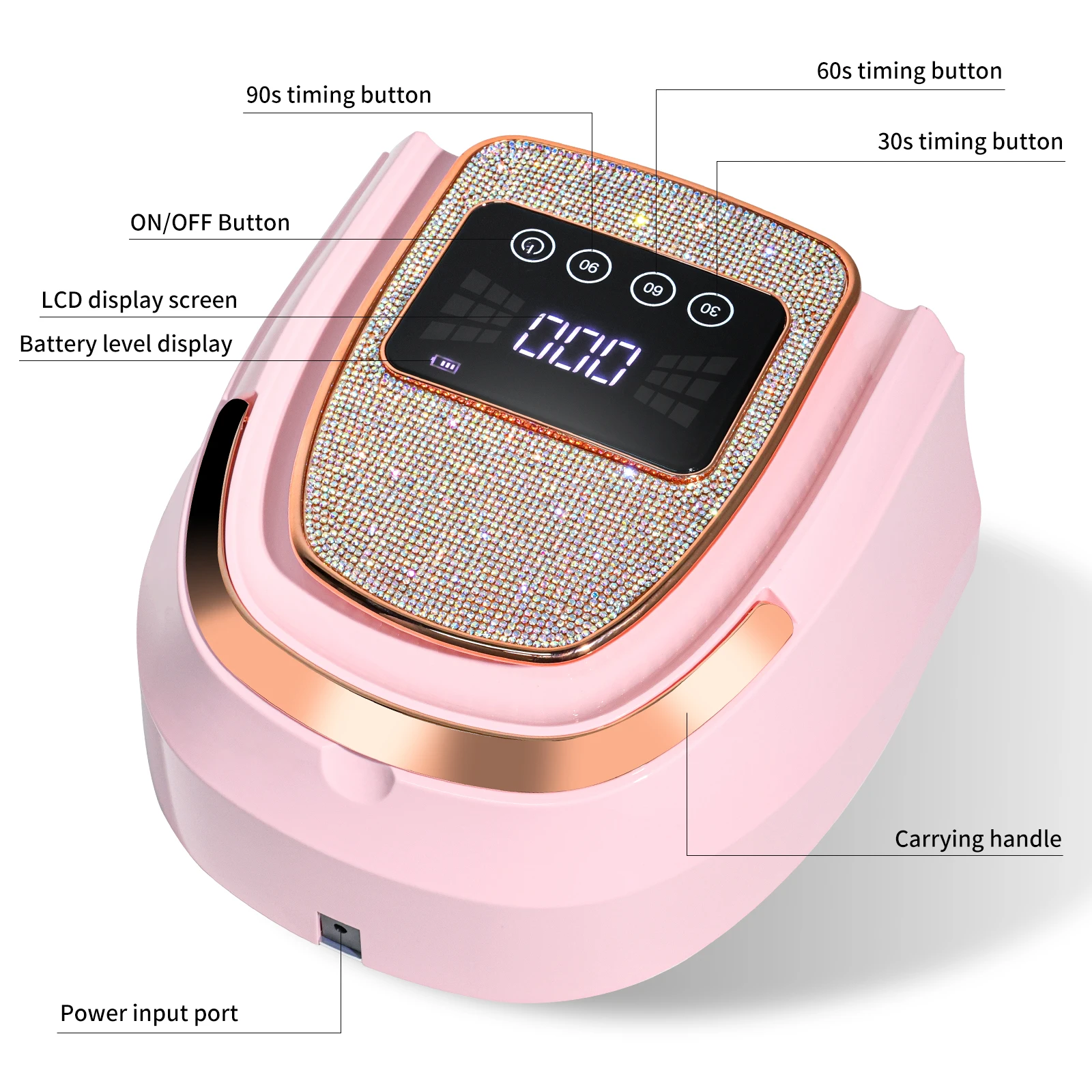 Rechargeable UV LED Nail Lamp 30 LED Gel Nail Polish Dryer Professional Manicure Curing Lamp for Nail Art Salon UV Light Tools