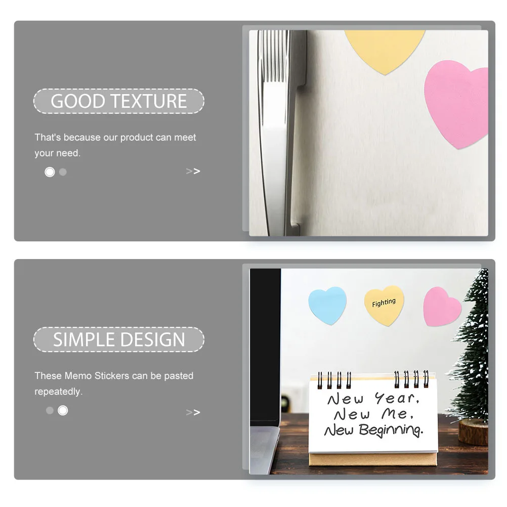 

12Pcs Heart Shaped Self Adhesive Memo Pads Stickers Portable Reusable for School Office Tabs