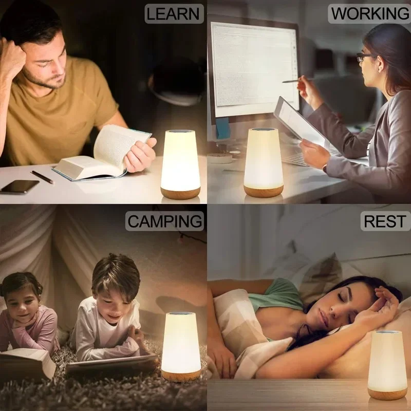 13 Color Changing Night Light RGB Touch Remote Control Dimmable Lamp USB Rechargeable Night Lamp Portable Table Bedside Lamps