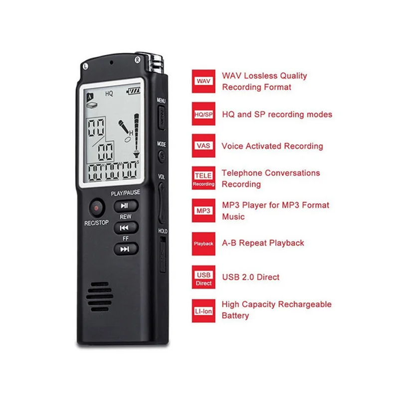 Digital Voice Recorder Mini Spy Professional Dictaphone Audio Recording With WAV,MP3 Player Grabadora De Voz 8GB