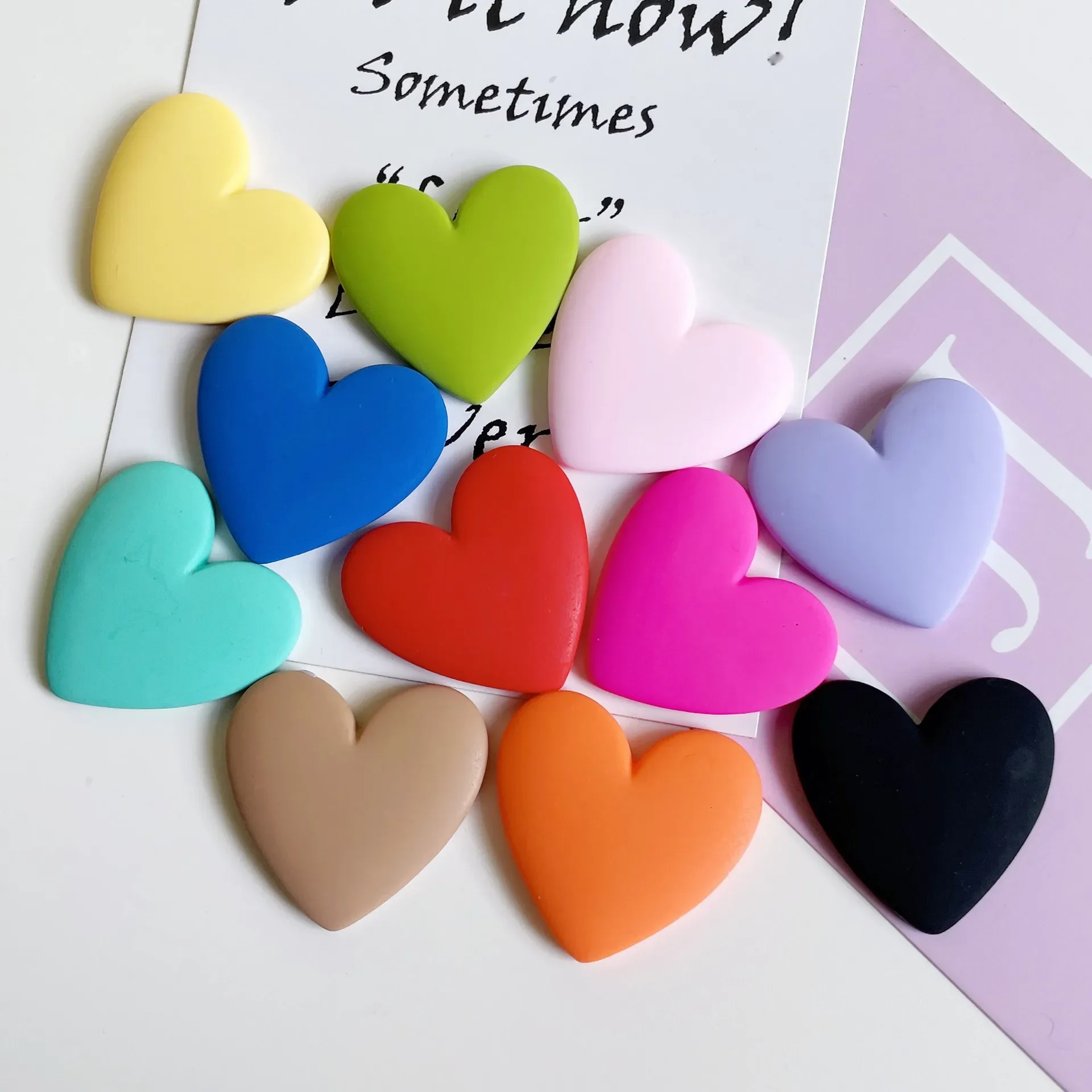 5pcs Large Heart Love Patch Resin Refrigerator Colorful Heart Decoration Refrigerator Magnets
