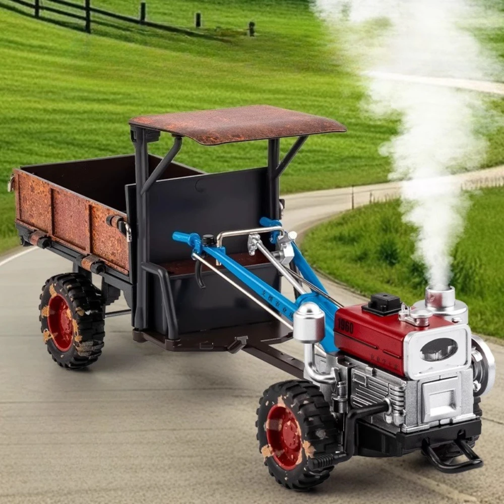 

1:24 Tractors Alloy Diecast Toys Cars Miniature Model Can Spray Tailgate Opened Agricultural Walking Tractor Kids Birthday Gifts