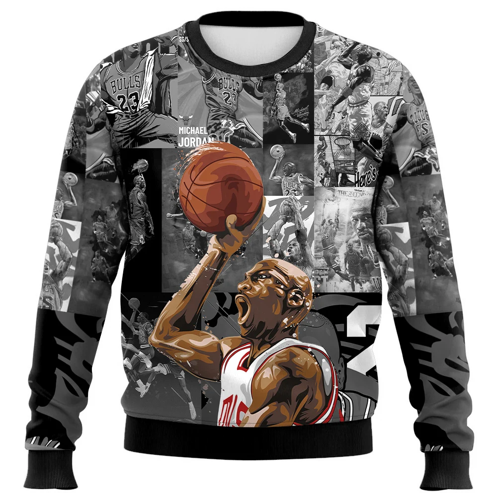 2025 New Christmas Sweater Hot Selling Oversized Hoodie Men's 3D Printed Christmas Basketball Enthusiast Sports Women's  Tops