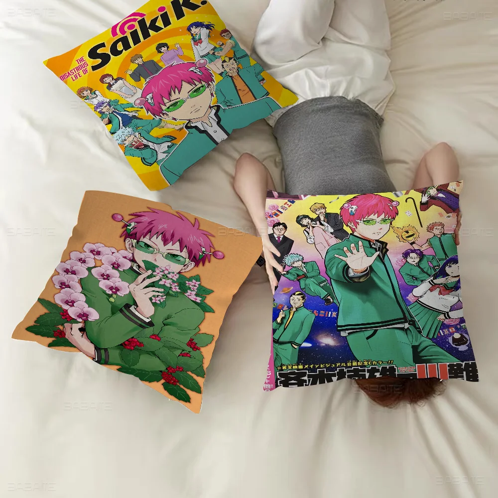 Anime Disastrous Life Of Saiki Cushion Cover Pillowcase Upholstery Sofa Throw Pillow Home Decor Pillowcas