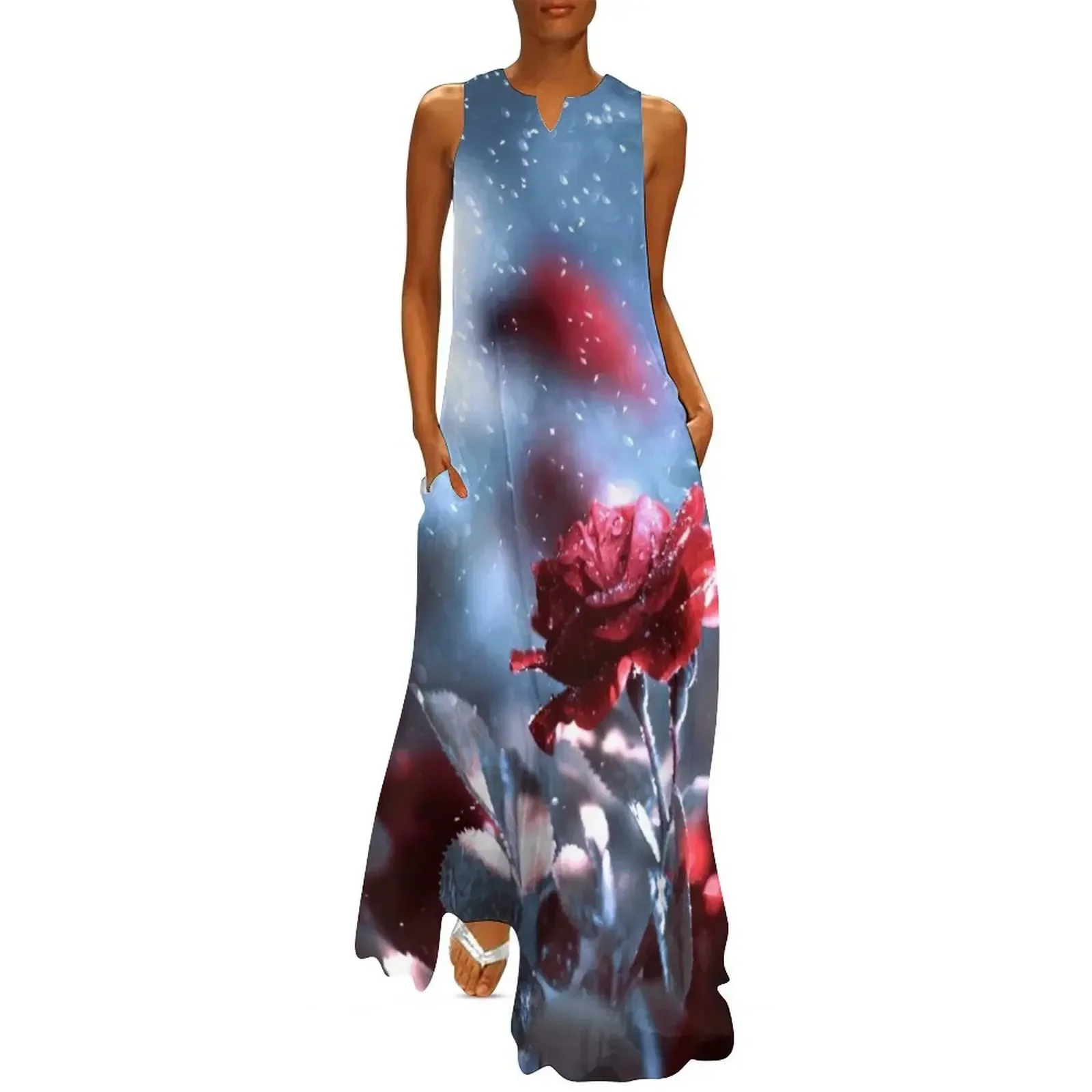 

Roses Long Dress beach dresses elegant dresses plus sizes dress for women summer summer dress korean women