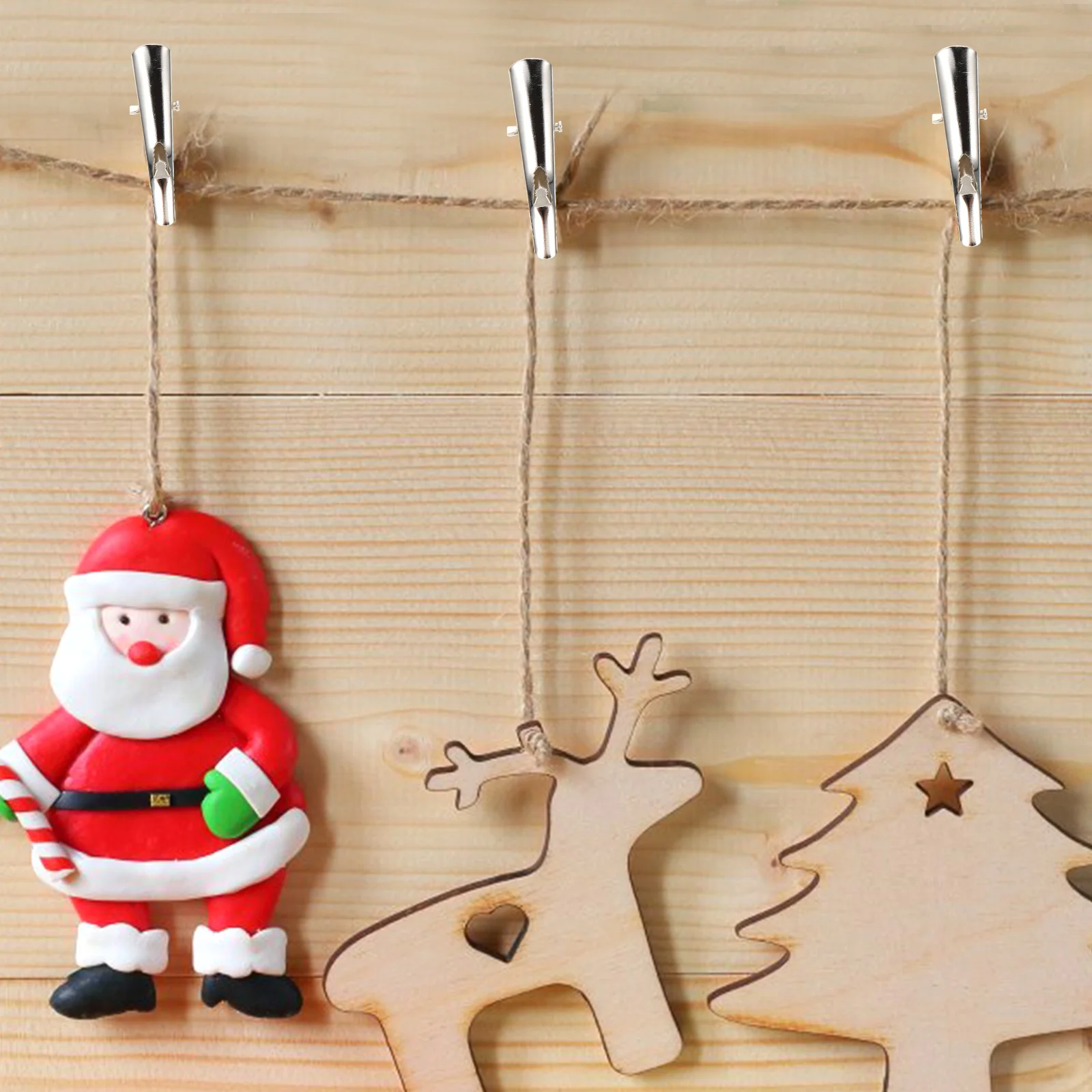 

100pcs Christmas Ornament Clips Xmas Tree Adornment Clamps Iron Metal Holders Home Multi-Functional Festival