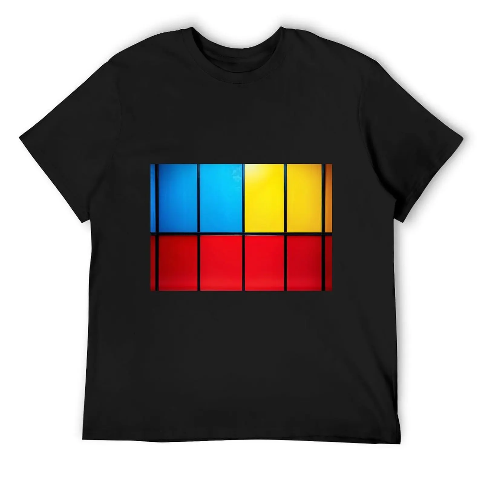 Composition with Red Blue and Yellow T-Shirt oversizeds summer tops vintage t shirts t shirt men