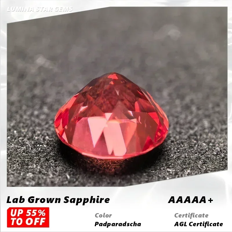 

L-Lab Grown Padparadscha Round Shape Fire Lotus Charm Beads for Diy Jewelry Making Pendant Materials Selectable Certificate