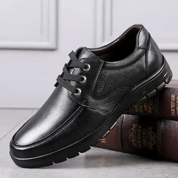 Genuine Leather Men Casual Shoes Luxury British Business Men Shoes Fashion Round Toe Lace Up Autumn Winter Old Man's Footwear