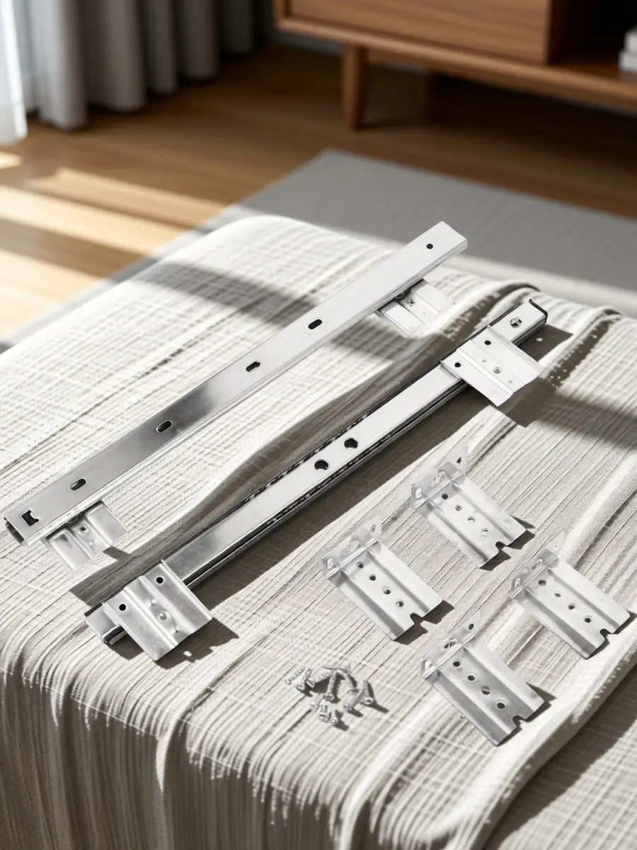 1Pair Keyboard Slide Rail Steel Ball Bearing Smooth Quiet Desk Keyboard Tray Drawer Slide Track Soft Close Drawer Rail