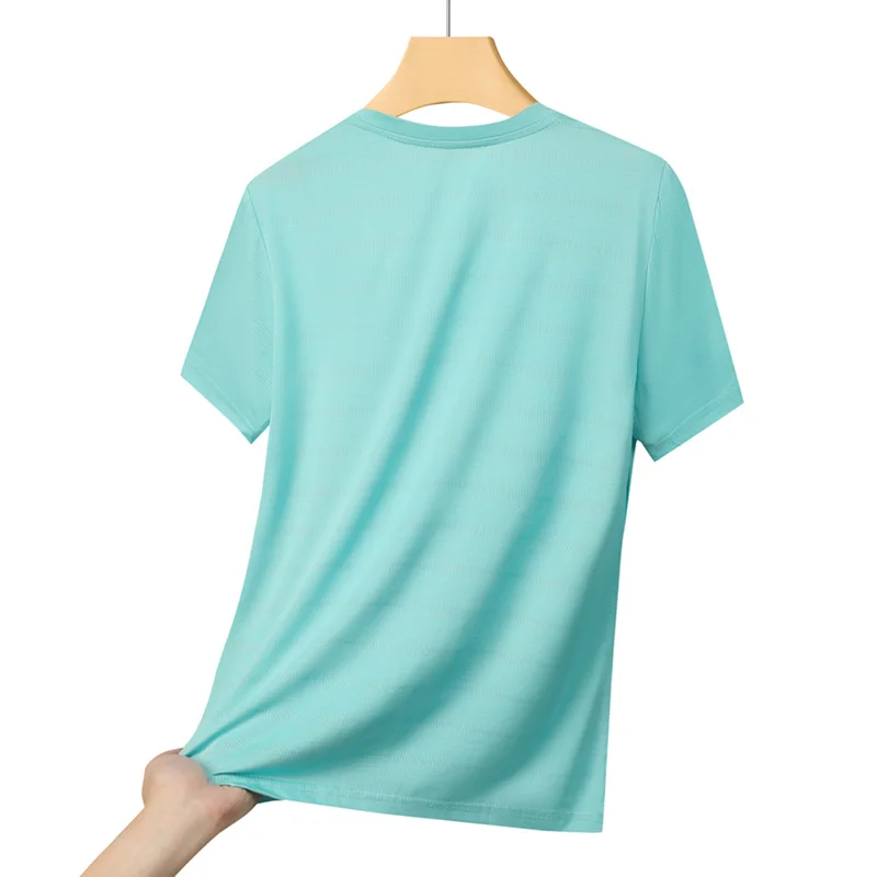 Summer Women's Mesh Short Sleeves Street Jogging Fitness Solid Color Breathable T-shirt Women Reflective Strip Sports T-shirt