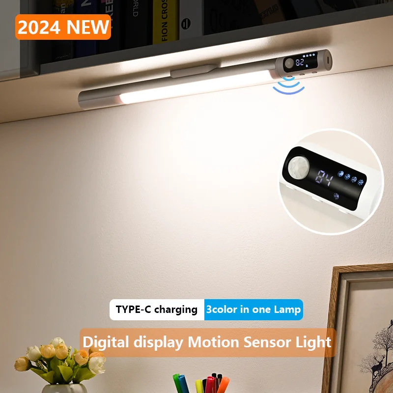 Motion Sensor Light Night Light Desk Lamp Type C Rechargeable Lights Cabinet Lights For Kitchen LED Digital display Night Lights
