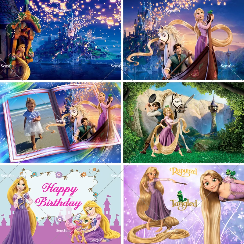 Tangled Rapunzel Princess Backdrops For Girls Birthday Party Cake Baby Shower Photography Backgrounds Custom Supplier