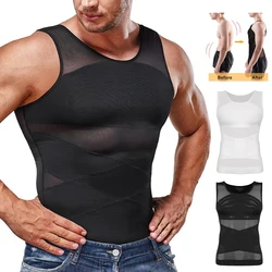 Mens Compression Shirts Body Shaper Slimming Undershirt Tank Tops  Sleeveless Workout Tummy Control Shapewear Vest