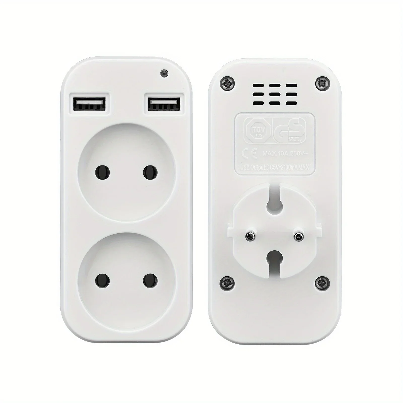 EU Plug Conversion Plug Multifunctional Socket Portable with 2 USB Port German French Russian Universal Socket Power Adapter