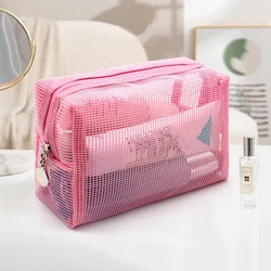 1pc Transparent Mesh Makeup Bag Multifunction Portable Women Cosmetic Storage Pouch Ladies Toiletry Lipstick Organizer Bags