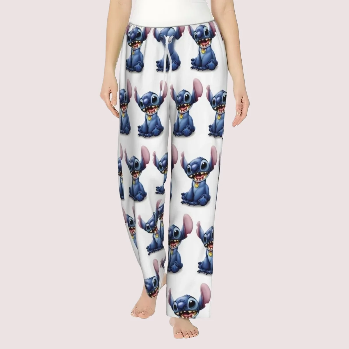 

Новая серия Disney Stitch, модные уличные спальные брюки, весенне-осенние прямые брюки для пар, взрослых и детей