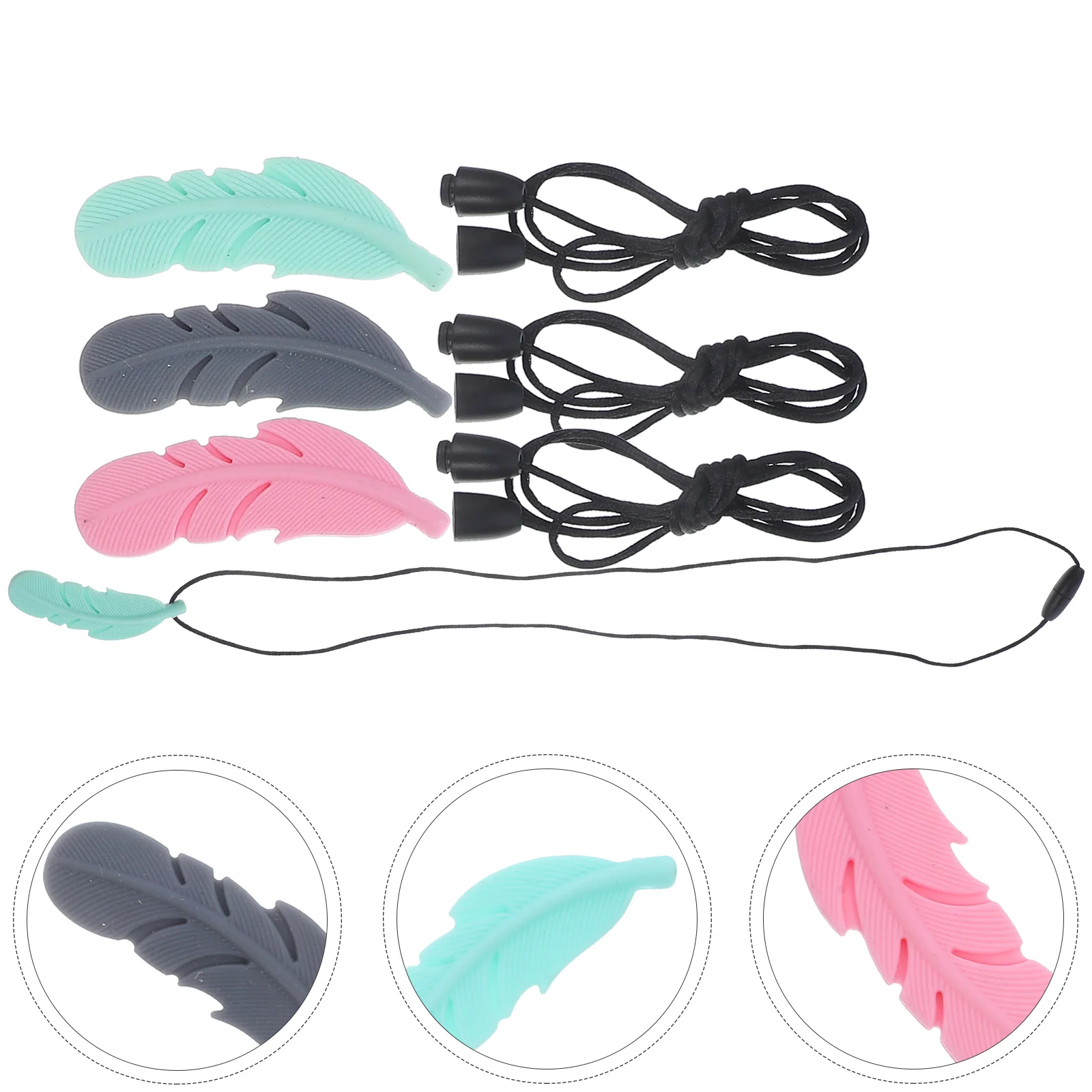 

4pcs Sensory Oral Chew Necklaces Baby Nursing Silicone Teether Toys Baby Teethers (Assorted Color) Molar Necklace