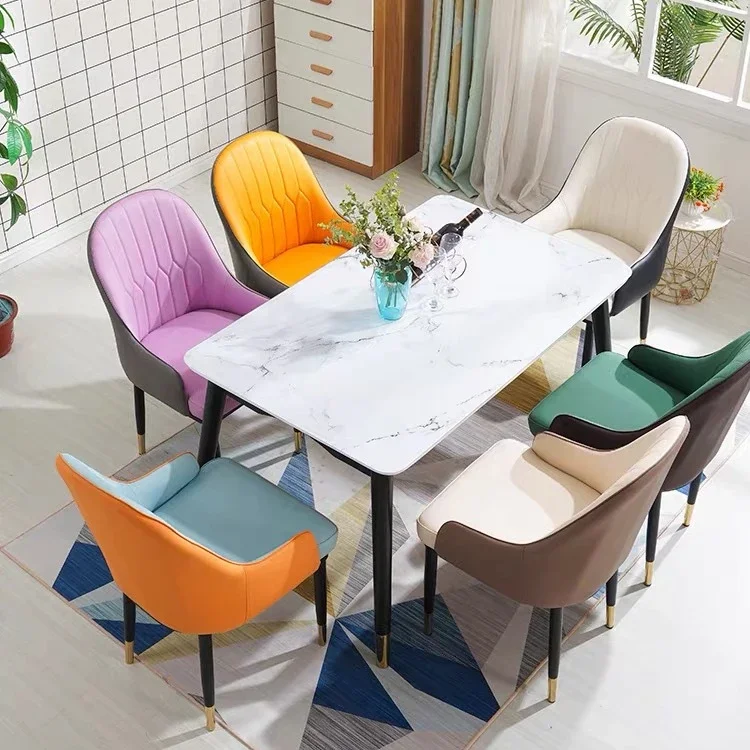 

Cheap Furniture Modern Hotel Luxury Restaurant Nordic Metal Leather Dining Room Chairs Cushions B