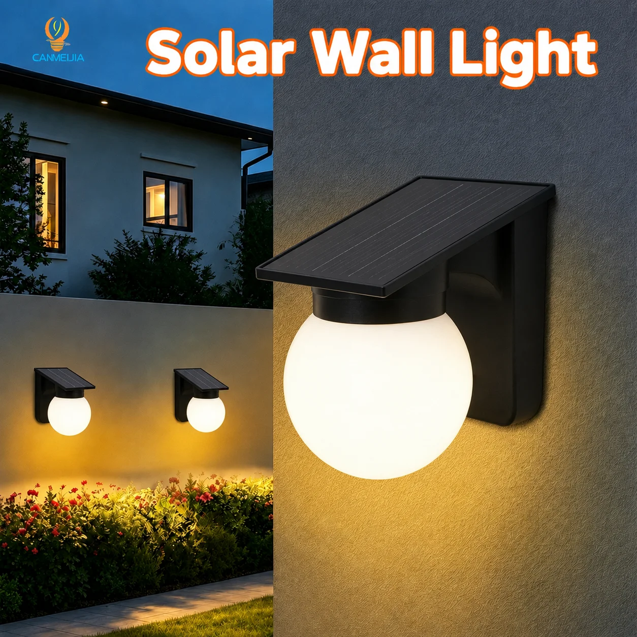 IP65 Solar Wall Lamp Waterproof Outdoor Sensor With Switch For Home Garden Security Light Wall Fence Gate Energy Saving Light