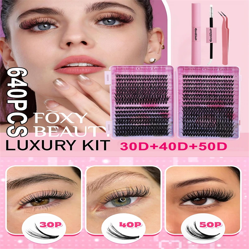 640 clusters of D-shaped grafting False eyelashes extended natural density fluffy appearance