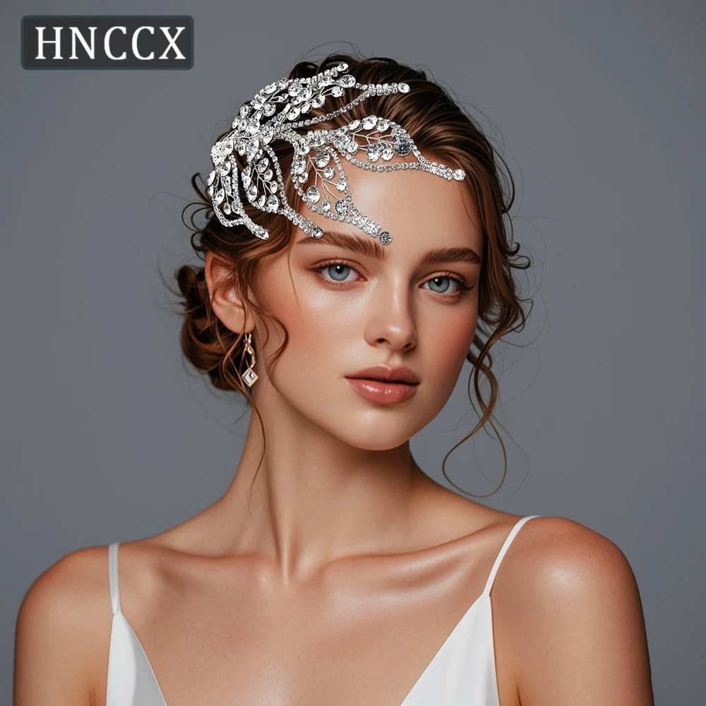 

HNCCX Silver Color Rhinestone Headband Leadves Shape Bride Headwear Wedding Hair Pieces Girl Party Tiara Ornaments CP740