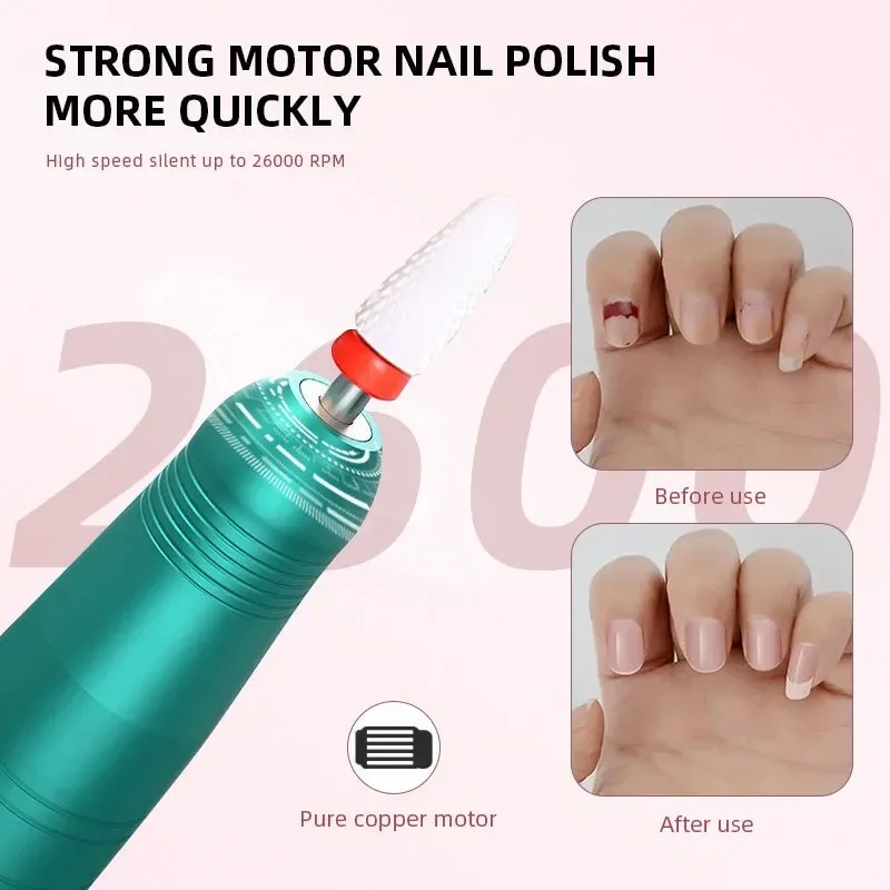 Maszyna bezprzewodowa Manicure 35000 obr./min elektryczna wiertarka do paznokci zestaw frezów do polerowania żelu wiertarka do paznokci Salon sprzęt do paznokci