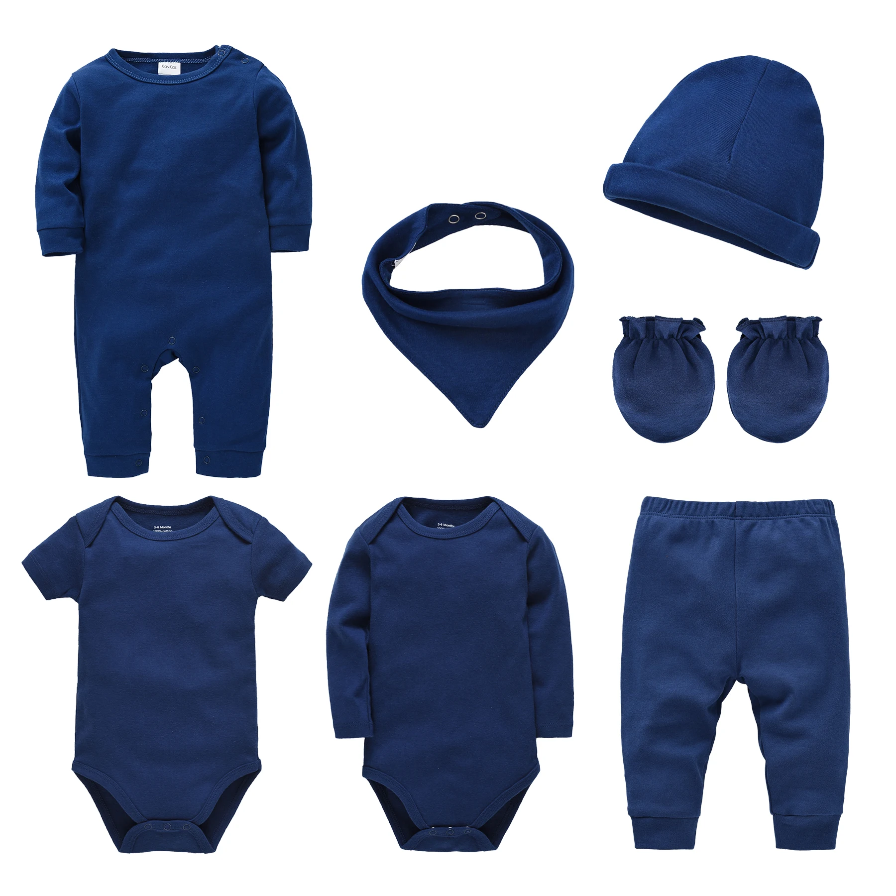 Unisex Baby Clothes Set 7 Pcs/lot Newborn Cotton Rompers Solid Overalls 0-12 Months Infant Clothing