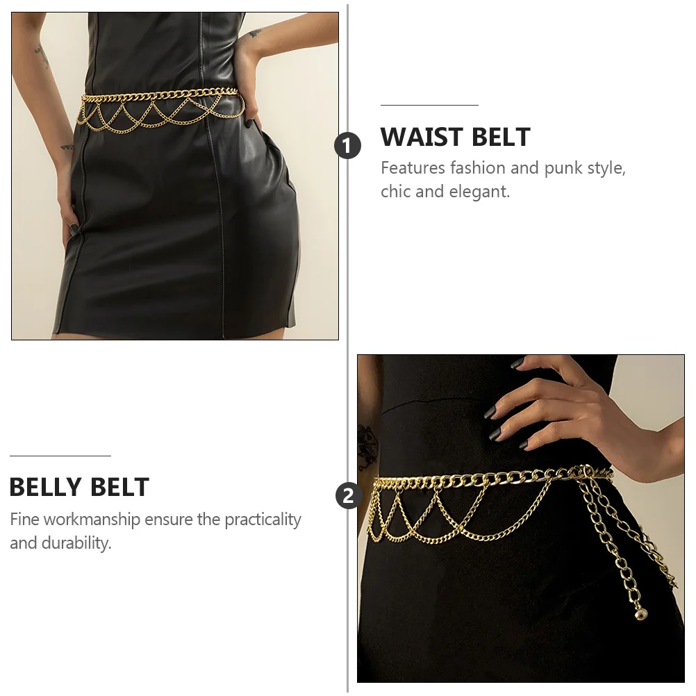 Corpo femminile in metallo a forma di U per donna Catena decorativa in vita per pantaloni Jeans Pantaloni Design con nappe Corpo in vita alla moda