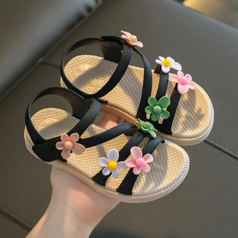 2022 New Children\'s Sandals Girls Princess Shoes Soft Sole  Beach Shoes Small and Middle Children\'s All-match Korean Sandals