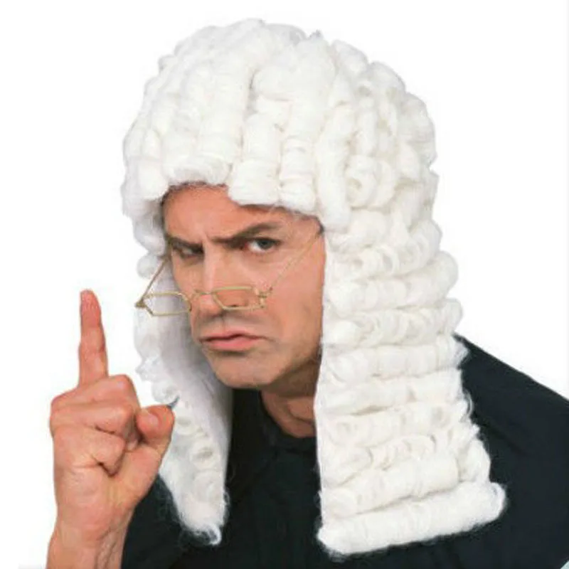 Men Women Long Curly White Big Wig Judge Colonial Funny Wig for Halloween Costume Cosplay Party