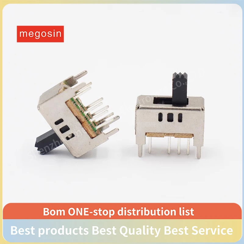 5PCS SS-23D09 3 speed straight handle toggle switch 8-pin double-row vertical 2P3T audio power amplifier power sliding switch