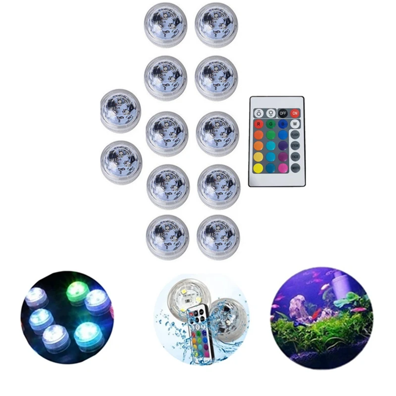 IP68 Submersible LED Lights Waterproof Multi Color Underwater Night Lamp Tea Light Vase Bowl Party Wedding Christmas Decoration