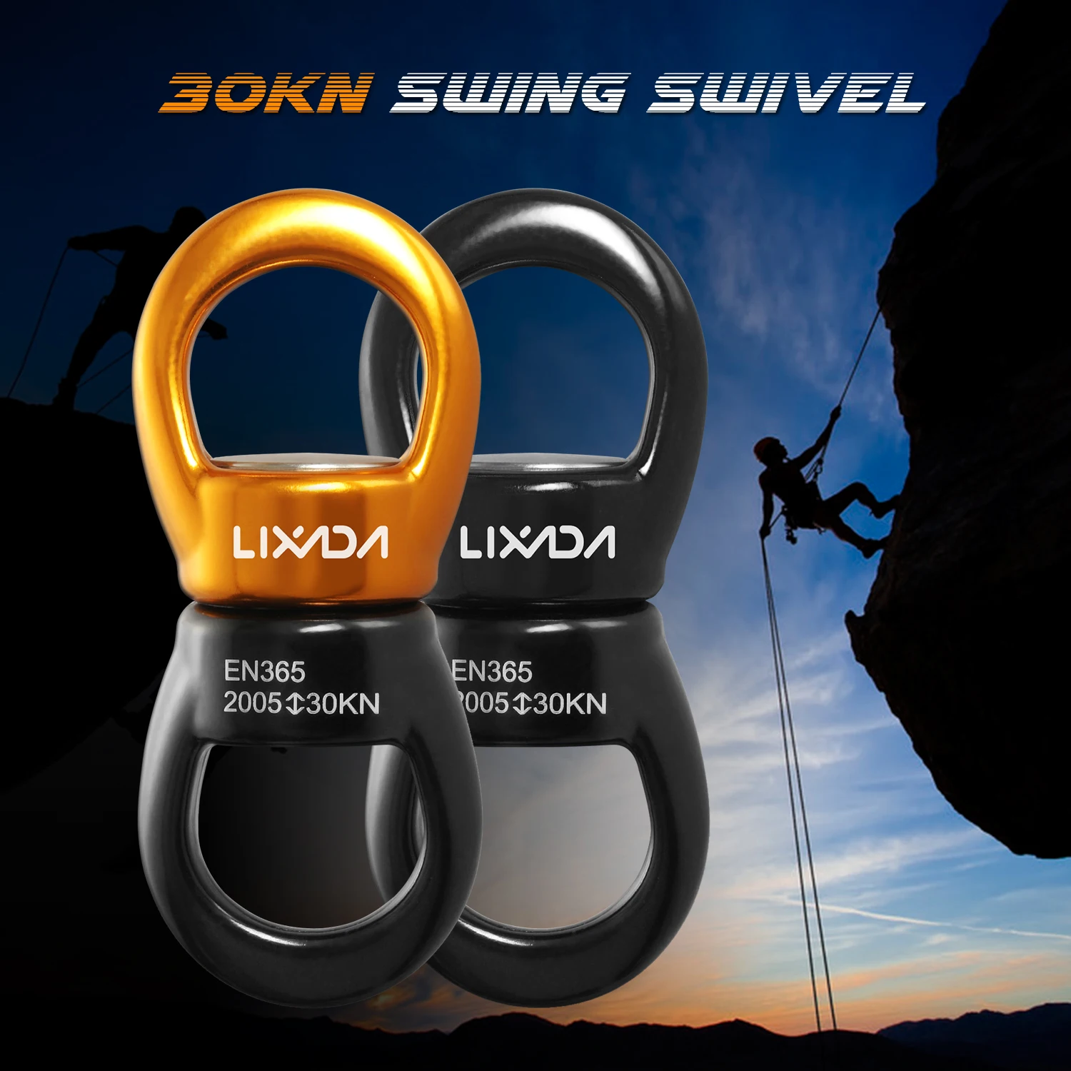 Lixada Swing Swivel 30kN Safest Rotational Device Swing Spinner Carabiner Swivel Climbing Rope Swivels for Web Tree Swing