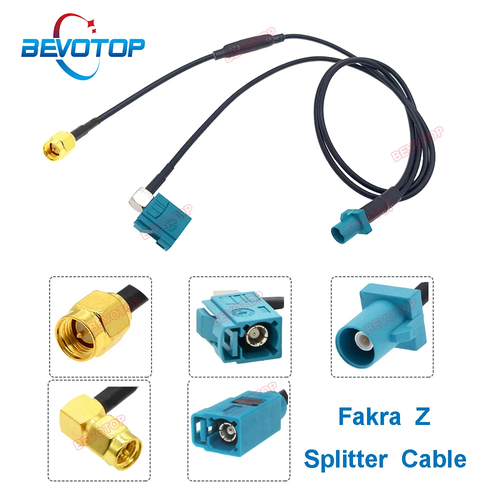 Fakra Z to SMA Male Y Type Splitter Cable RG174 Pigtail Antenna Extension Cable for Android Device