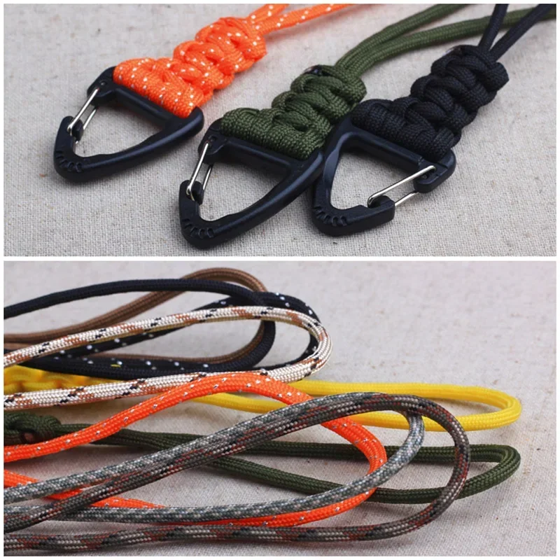 Paracord Lanyard Keychain with Triangle Carabiner & Braided Strap - 12/22/46cm Anti-Loss Wrist Rope for Backpack/Fishing/Camping
