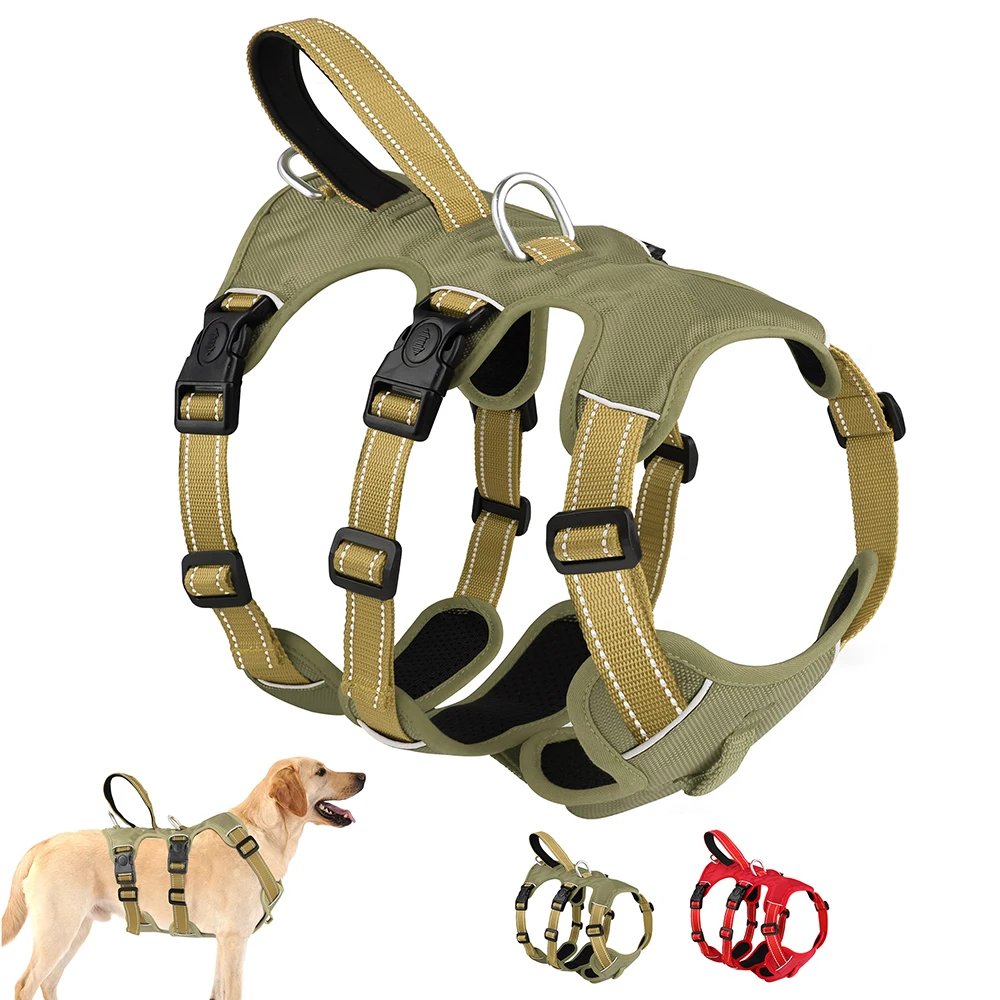 Waterproof Dog Harness Safe Buckle Padded Reflective Nylon Dogs Vest Medium Large Dog Halter Harnesses For Pitbull Hiking