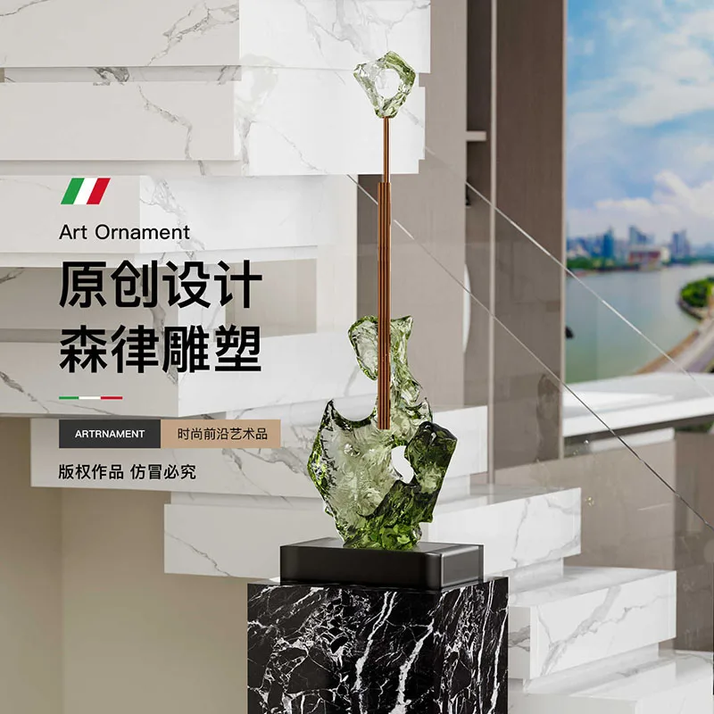 Luxury Transparent Resin Sculpture Floor Ornament Abstract Stone Art Statue Living Room Modern Home Decor Housewarming Gift
