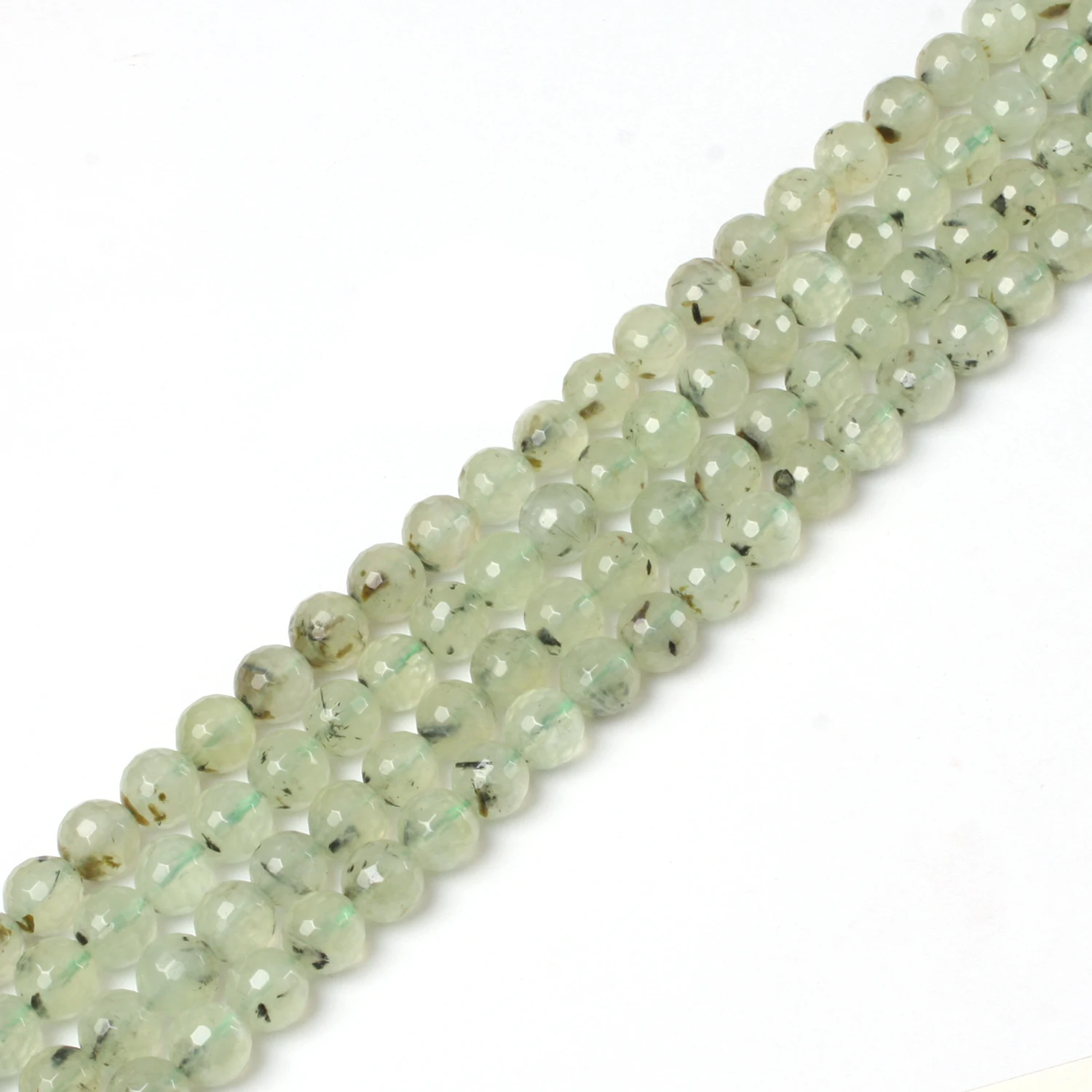 Round Faceted Prehnit e Beads,Selectable Size 8mm To 14mm,Natural Stone Beads For DIY Bracelet Making Strand 15