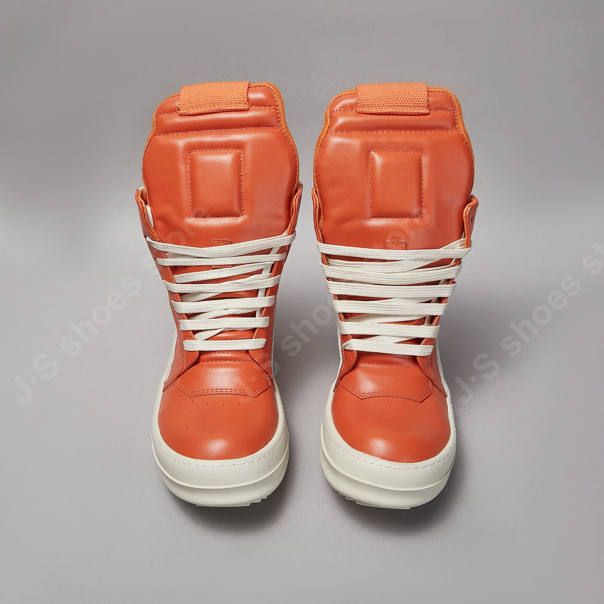 

Ricks Men Shoe Orange Leather Boot Outoor Boots High Top Casual Shoes Owens Quality Zip Women Sneaker Design Boots Cowhide Shoes