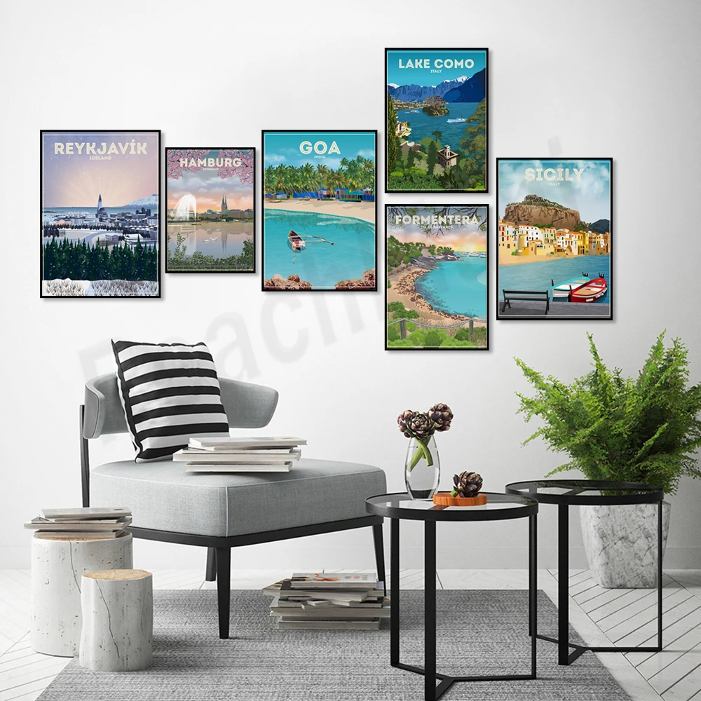 صقلية، اليونان، غوا، الهند، كيسويك، المملكة المتحدة، ريكجافيك، ألمانيا، دبي، Lankan مهرجان مشهد السفر ملصق ديكور المنزل #2