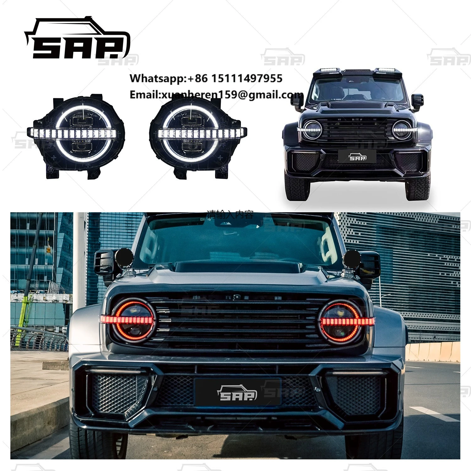 Shamo Auto Parts Headlight Assembly Compatible LED DRL LED High Beam Red DRL Headlight for Great Wall Tank 300