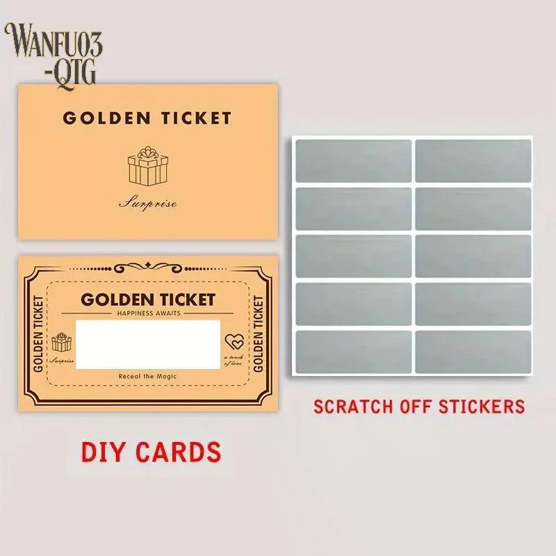 Hot Sale 30/60 Sets Creative DIY Yellow Scratch Cards With Stickers For Wedding Anniversaries Wish Reveal Game Supplies