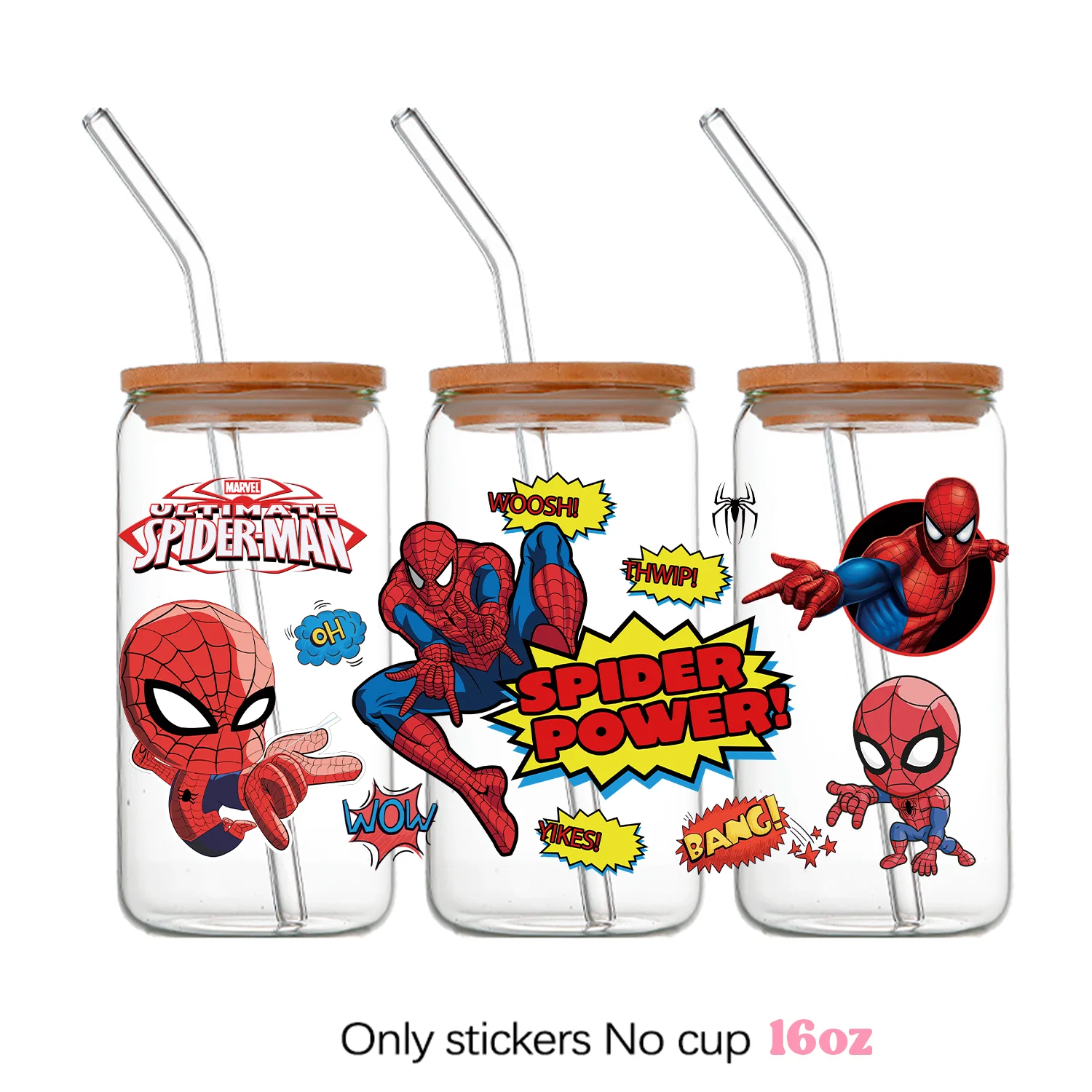 13pcs Spider-Man Transfer Stickers Cups Wrapping 16oz Peter Parker Diy Uvdtf Glass Bottle Window Laptop Uv Dtf  Wraps Decals