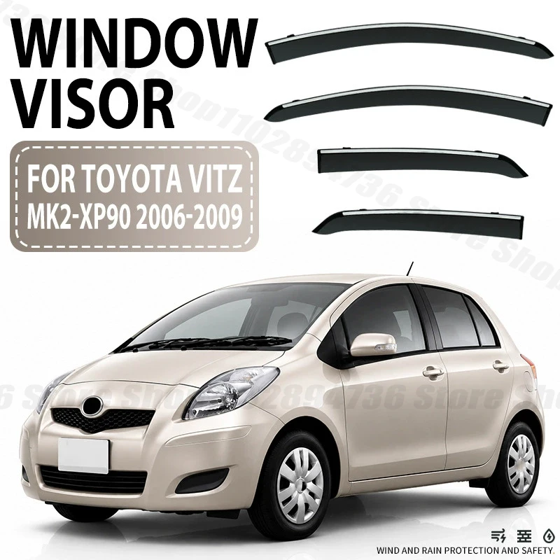 Window Visors For Toyota Vitz MK2-XP90 2006-2009 Side Window Rain Guard Wind Deflector Weathershield Vent Visor for Car Windows