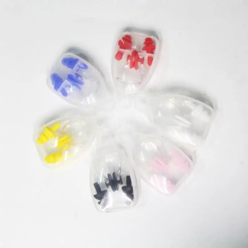 하이 퀄리티 방수 실리콘 수영 귀마개, 코 클립 세트, 상자 포장 귀마개, 서핑 다이빙 및 학습용, 1/3 개