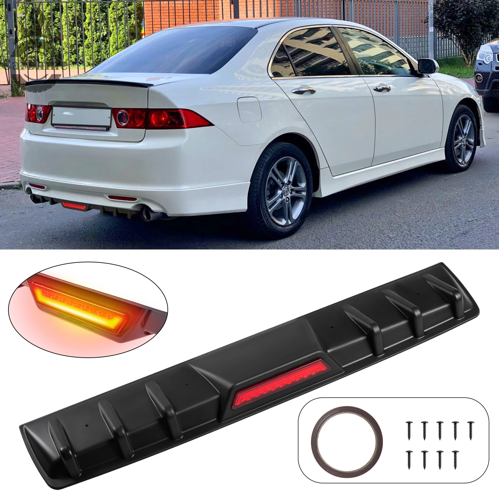 Tira reflexiva do divisor das aletas do tubarão do lábio do difusor do pára-choque traseiro para Honda Accord