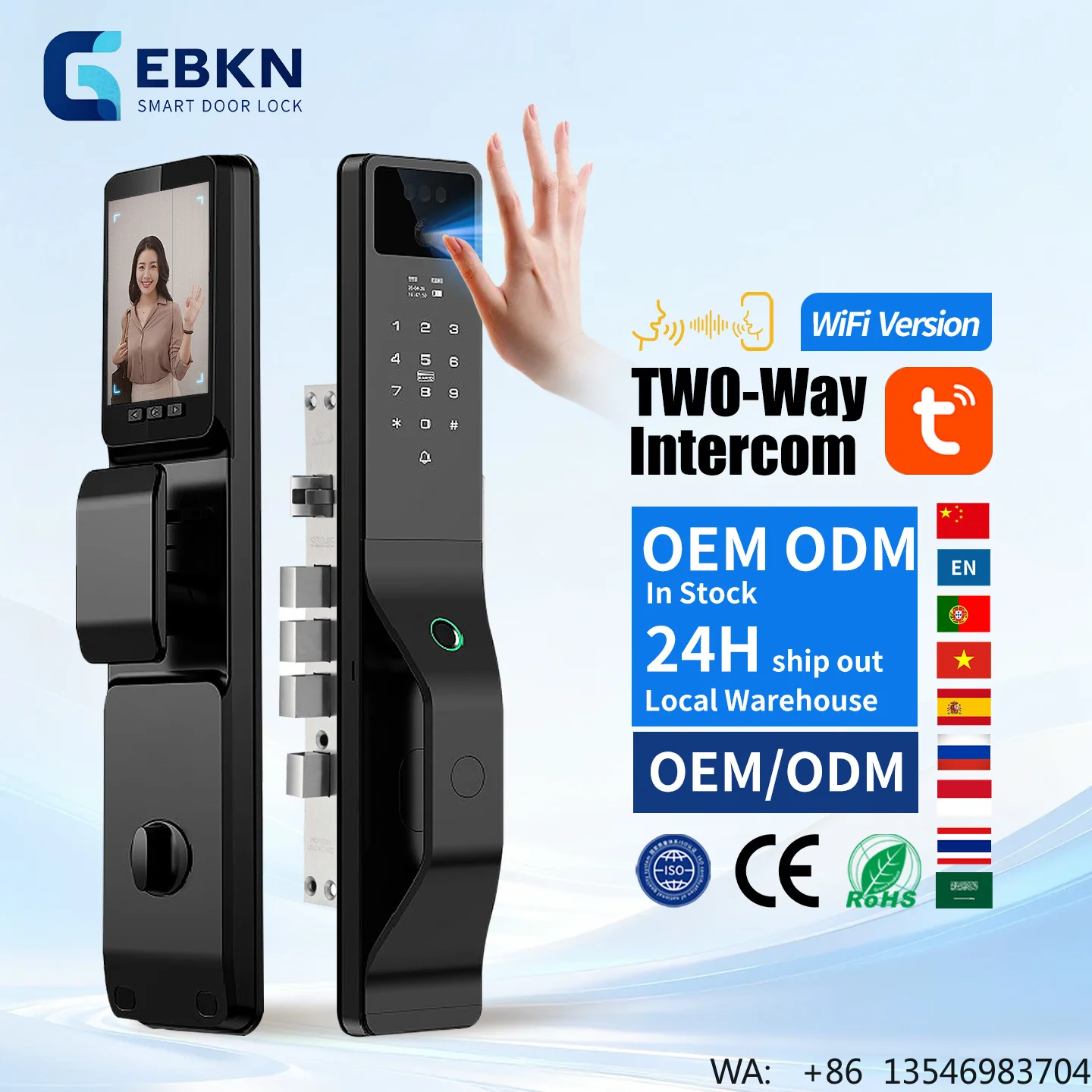 

EBKN 3D Face Recognition Door Lock Keyless Entry Anti-Pry Alarm 6085/6068 Motise Digital Security Door Lock for Home