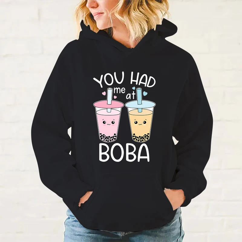 Boba Printed Hoodies Unisex Autumn Winter Fashion Casual Cotton Long Sleeve Pullover Sweatshirts